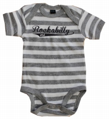 Babybody Rockabilly Kid - Streifen Grau Weiss
