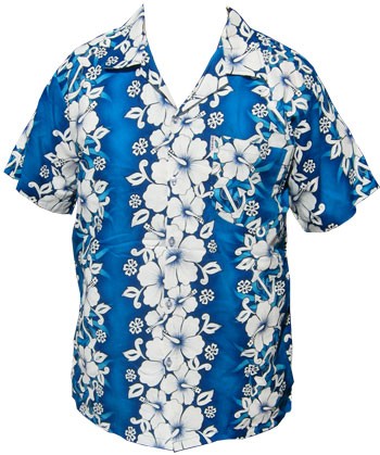 Hawaii Hemd - Flowers & Anchor - Hellblau