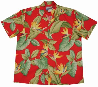 Original Hawaiihemd - Airbrush Bird of Paradise - Rot - Waimea Casual