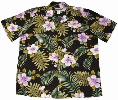 Original Hawaiihemd - Hibiscus Fern - Schwarz - Waimea Casual