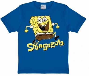 Kids Shirt - Spongebob Jumping - Blau