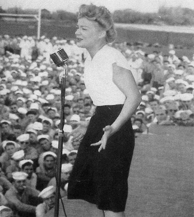 Betty Hutton - performing for sailors at Naval Air Station Kaneohe, Oahu