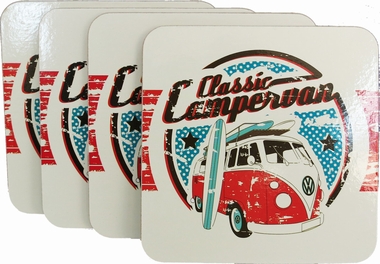 VW BULLI UNTERSETZER SET - CLASSIC CAMPERVAN COASTER