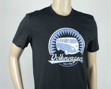 VW T1 BUS T-SHIRT - VINTAGE LOGO/SCHWARZ