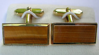 Cufflinks Amerikaner (echt Vergoldet)  M. Tigerauge