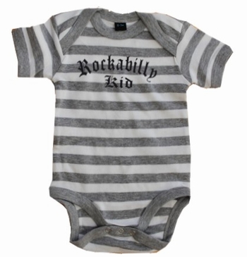 Babybody Rockabilly Kid Oldschool - Streifen Grau Weiss