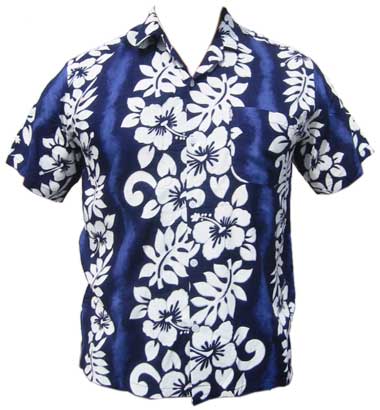 Hawaii Hemd Classic Flower - dunkelblau