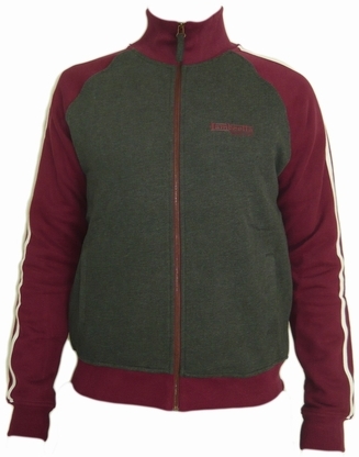 Twin Stripe Raglan funnel maroon - Zipper