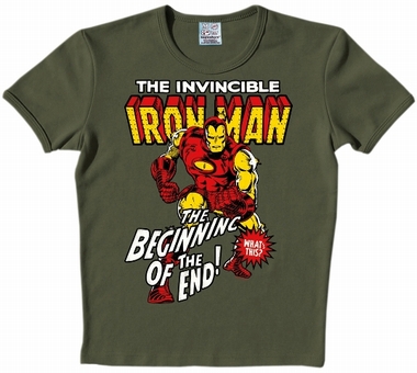 Logoshirt - Iron Man Shirt - Marvel - Oliv