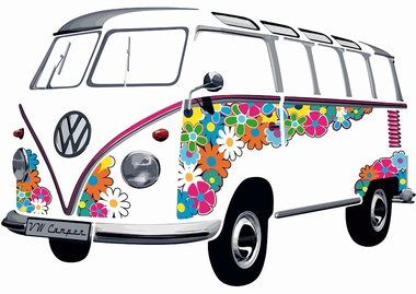 VW Bulli Wandtattoo Flower