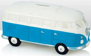 VW Campervan Spardose weiss/blau